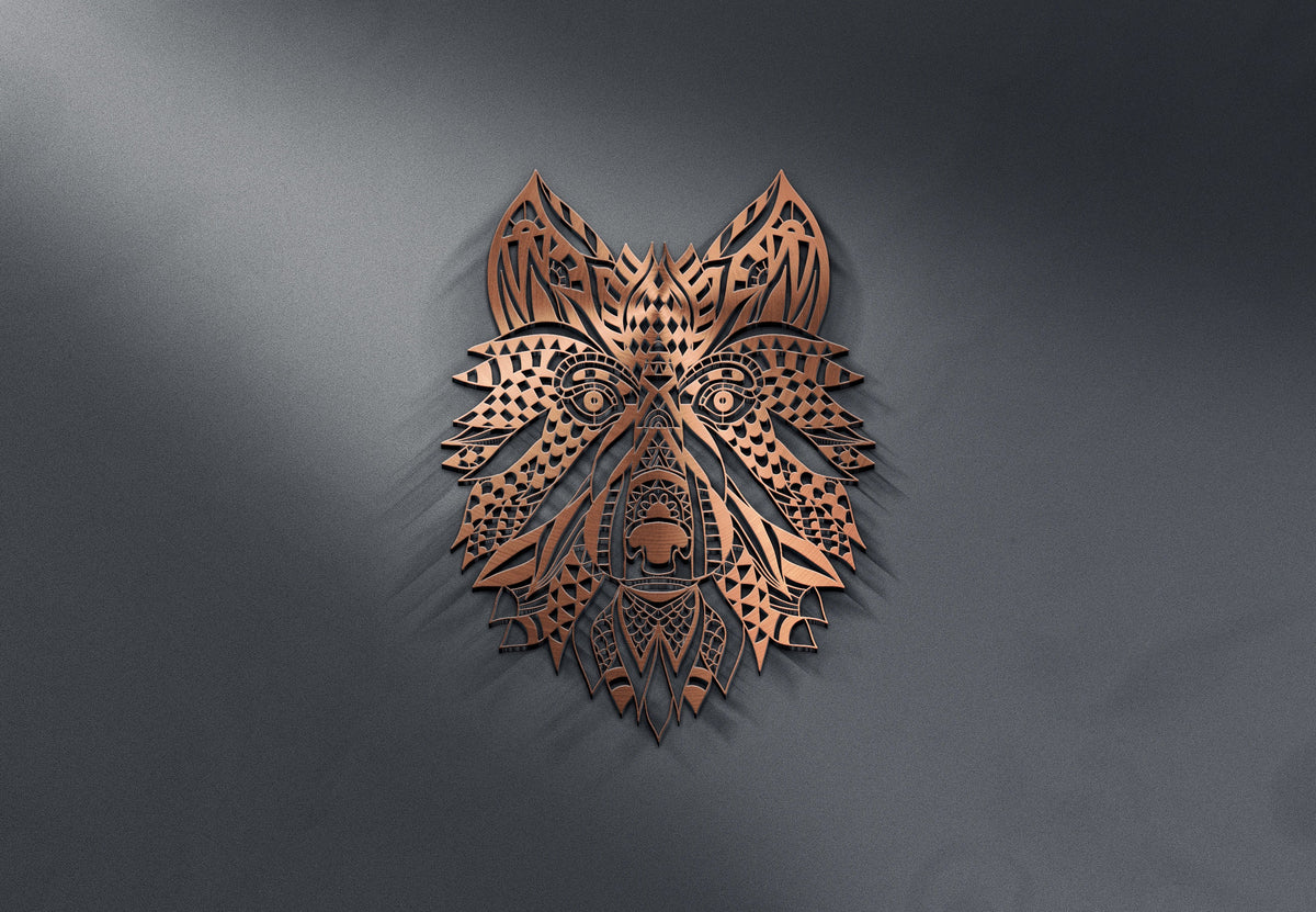 Intricate Mandala Wolf Head Metal Wall Art and Modern Decor