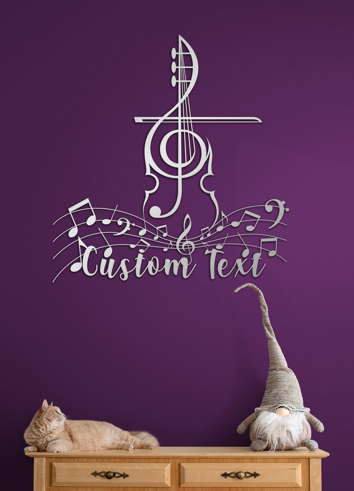 Personalized Violin and Notes Music Metal Wall Art and Gift for Musician